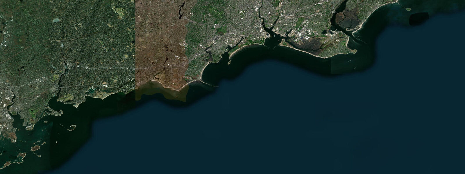 Satellite view of the coast near Bridgeport